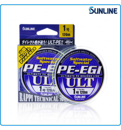 TRECCIA SUNLINE PE-EGI ULT 120m 4.5KG PE0.6 0.128mm PESCA EGING CALAMARO SEPPIA