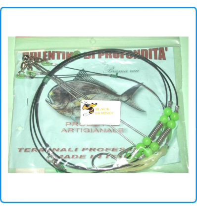 TERMINALE BOLENTINO BLACK RAYS BREAM CON MOLLE INOX DA OCCHIONI CERNIE NASELLI