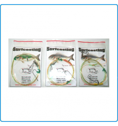 SURFCASTING SET TRE TERMINALI MIMETICI 1AMO PESCA IN MARE MORMORE SARAGHI ORATE