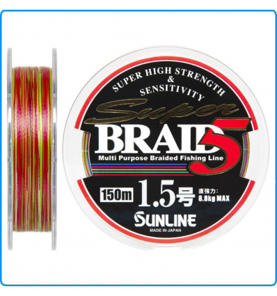 TRECCIATO SUPER BRAID SUNLINE PE0.8 0.148mm 150mt kg5.1 MULTICOLOR SPINNING MARE