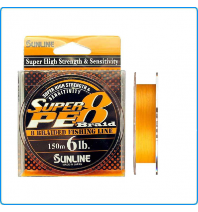 DYNEEMA SUPER PE8 SUNLINE 15lb 0.205mm 150mt ORANGE SPINNING BOLENTINO TRAINA