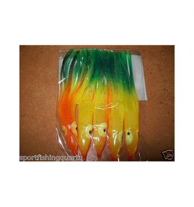 OCTOPUS TRAINA CM9 GREEN ORANGE YELLOW CONF 5PZ PESCA BARCA LAMPUGHE PALAMITE