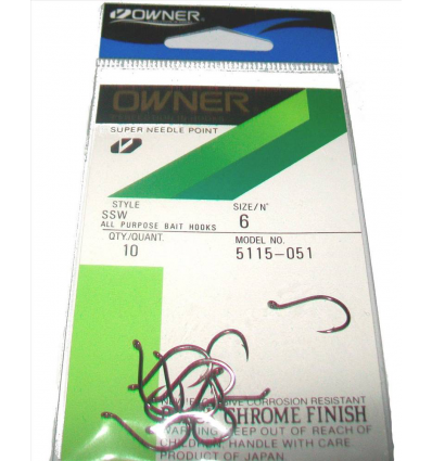 AMI HOOK OWNER 5115 SSW EYE SUPER NEEDLE POINT BLACK CHROME OCCHIELLO N6 PZ 10