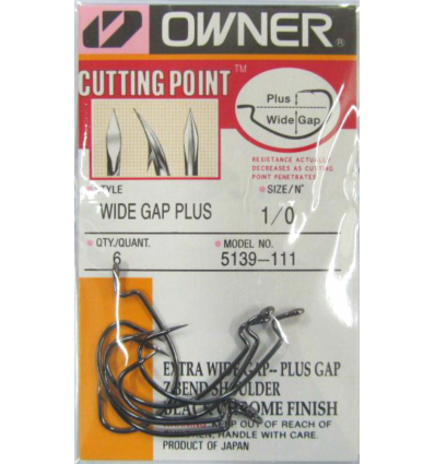 AMI HOOK OWNER 5139 WIDE GAP PLUS CUTTING POINT BLACK CHROME N 1/0 PZ 6