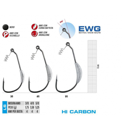 Ami Gamakatsu Worm EWG Weighted Spring Lock size3/0 Qtà 4Pz weight 1.75g