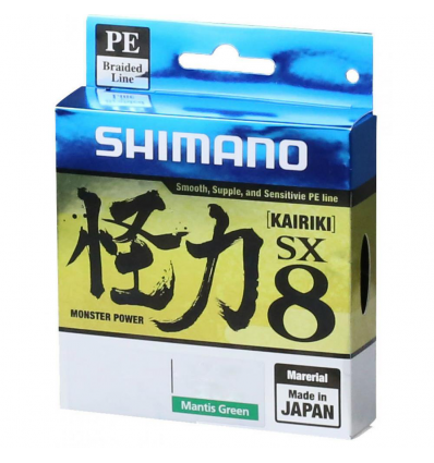 Trecciato Shimano Kairiki PE 8X 0.250mm mantis Green 21KG 300mt