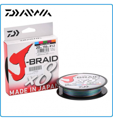 TRECCIATO DAIWA J BRAID X8 0.24mm 300mt 18KG PE3 40LB COLORE MULTICOLOR