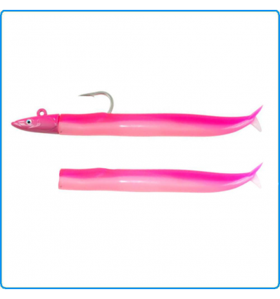 ARTIFICIALE CRAZY SAND EEL FIIISH 220mm 70g+29g 1 COMBO OFF SHORE KAKI ROSE  FLUO