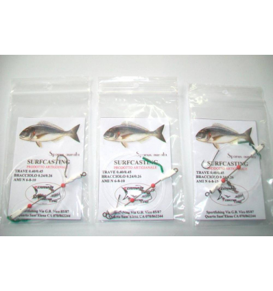 SURFCASTING 3 TERMINALI 1AMO CON TRAVETTO WHITE 8CM PER SARAGHI E ORATE SPIGOLE