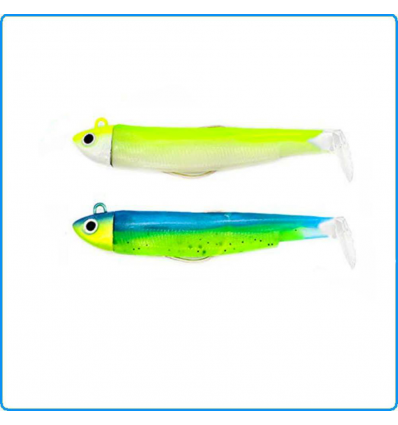 BLACK MINNOW FIIISH 90mm 2COMBO SEARCH 8g JAUNEFLUO SLEEPY GREEN PESCA SPINNING