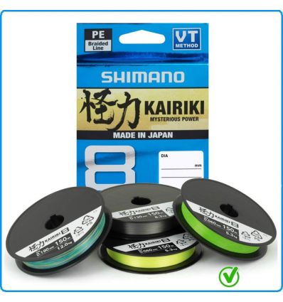 TRECCIATO DA SPINNING PE BRAID SHIMANO KAIRIKI 8 300m 0.23mm 22.5Kg MANTIS GREEN