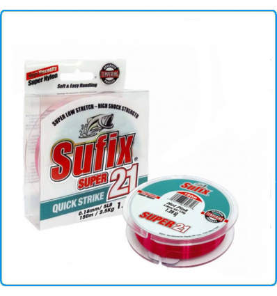 FILO SUFIX SUPER 21 QUICK STRIKE 0.20mm 3.5KG 150mt HOT PINK PESCA BOLENTINO 