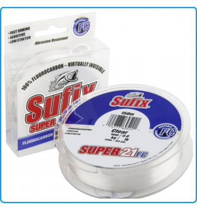 FILO SUFIX SUPER21 FC FLUOROCARBON 0.25mm 4.1KG 150m CLEAR PESCA IN MARE E LAGO 