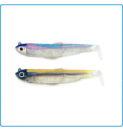 BLACK MINNOW FIIISH COMBO SHORE 5g N2 90mm RAINBOW ORO BLEU PESCA SPINNING MARE