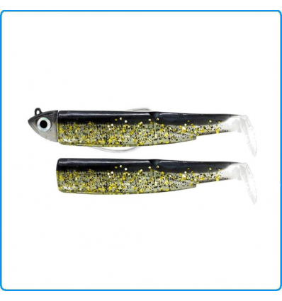 BLACK MINNOW FIIISH COMBO SHORE 12g N3 120mm NERO ORO SPINNING SERRA BARRACUDA