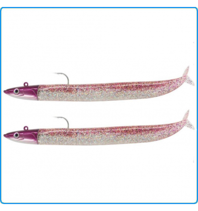 ARTIFICIALE FIIISH CRAZY SAND EEL 2 COMBOS 12Cm 15g OFF SHORE PURPLE GLITTER