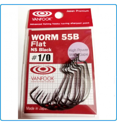 AMI VANFOOK WORM 55B FLAT NS BLACK 1/0 DA SPINNING LAGO FIUME MARE PERSICO TROTA