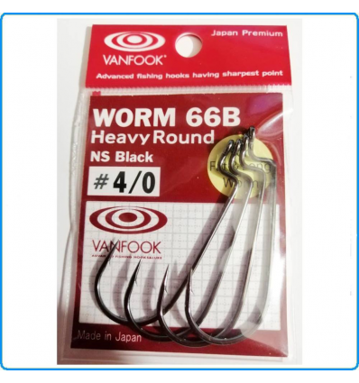 AMI VANFOOK WORM 66B NS BLACK 4/0 DA SPINNING PESCA BLACKBASS LUCCIO SPIGOLA