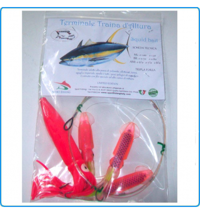 FINALE SQUID BAIT 24CM KE2 PINK TRAINA ALTURA TONNO SPADA MARLIN BIANCO LAMPUGA